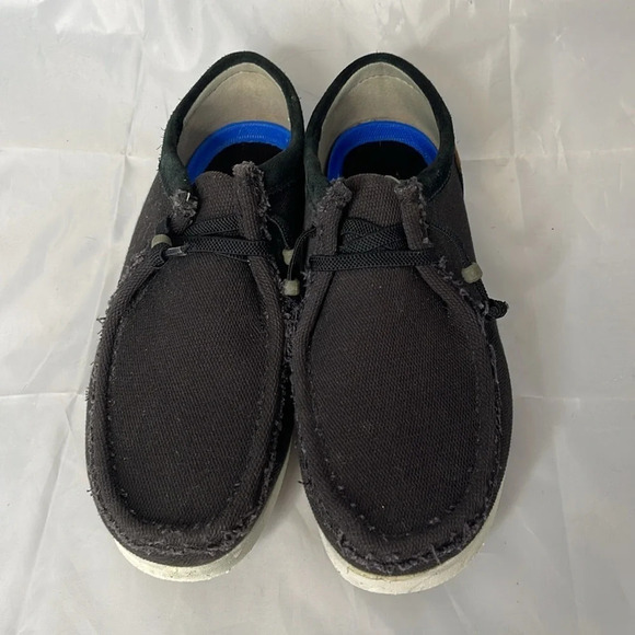 CLARKS Shacrelite Oxford Canvas Leather Black Coastal Lightweight Comfort 10.5 - Picture 5 of 10